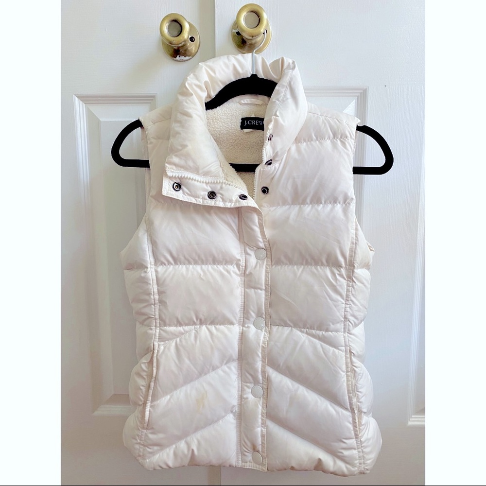 J.Crew White, Sherpa-lined puffer vest, size XS